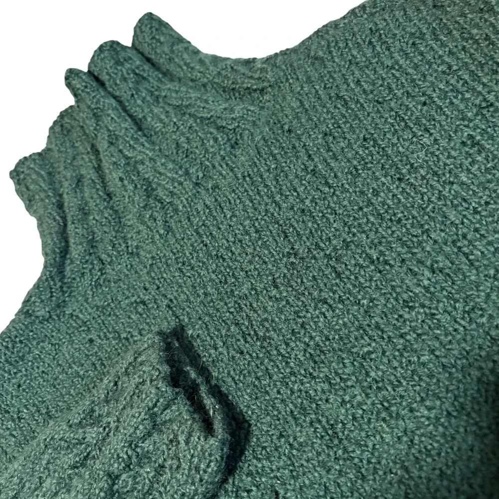 Vintage Tricots St Raphael Turtleneck Sweater Mens M Green Wool Cable Knit